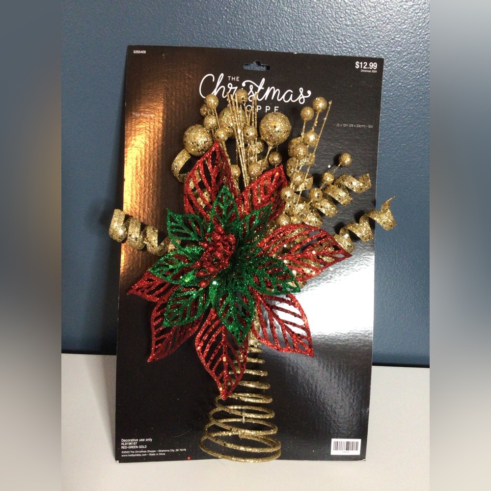 Festive Red and Gold Christmas Tree Topper🎁🎁 (0199)